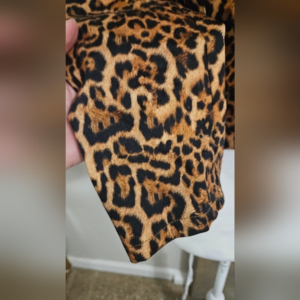 ZARA Leopard Print Long Sleeve Zip Front Puff Sleeve Crop Top.Black/brown.SM NWT - Picture 10 of 14